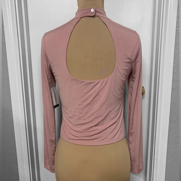 Melrose and Market Pink Mock Neck Open Back Long Sleeve Top - Women size medium - Picture 5 of 8